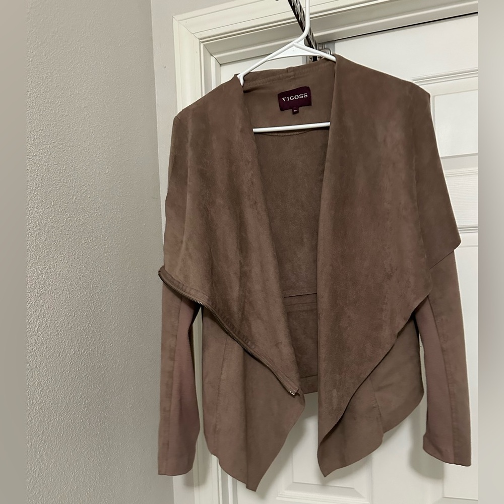 Vigoss Brown Blazer with Waterfall Collar